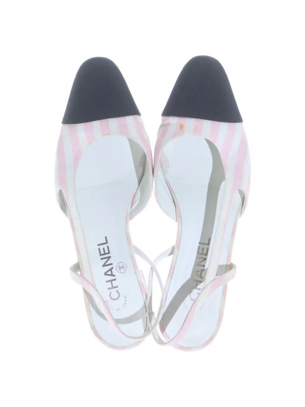 Chanel CC Logo Stripe Sandals Pink White Black